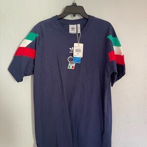 Adidas Men's Navy Tee with Tricolor Stripes